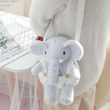 Cute Cartoon Animal Plush Backpack Stuffed Elephant Cross Body Bag Kids School Bag