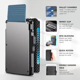 Slim Carbon Fiber Minimalist Wallet – RFID Blocking Card Holder with Money Clip Advanced RFID