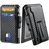 Slim Carbon Fiber Minimalist Wallet – RFID Blocking Card Holder with Money Clip Advanced RFID